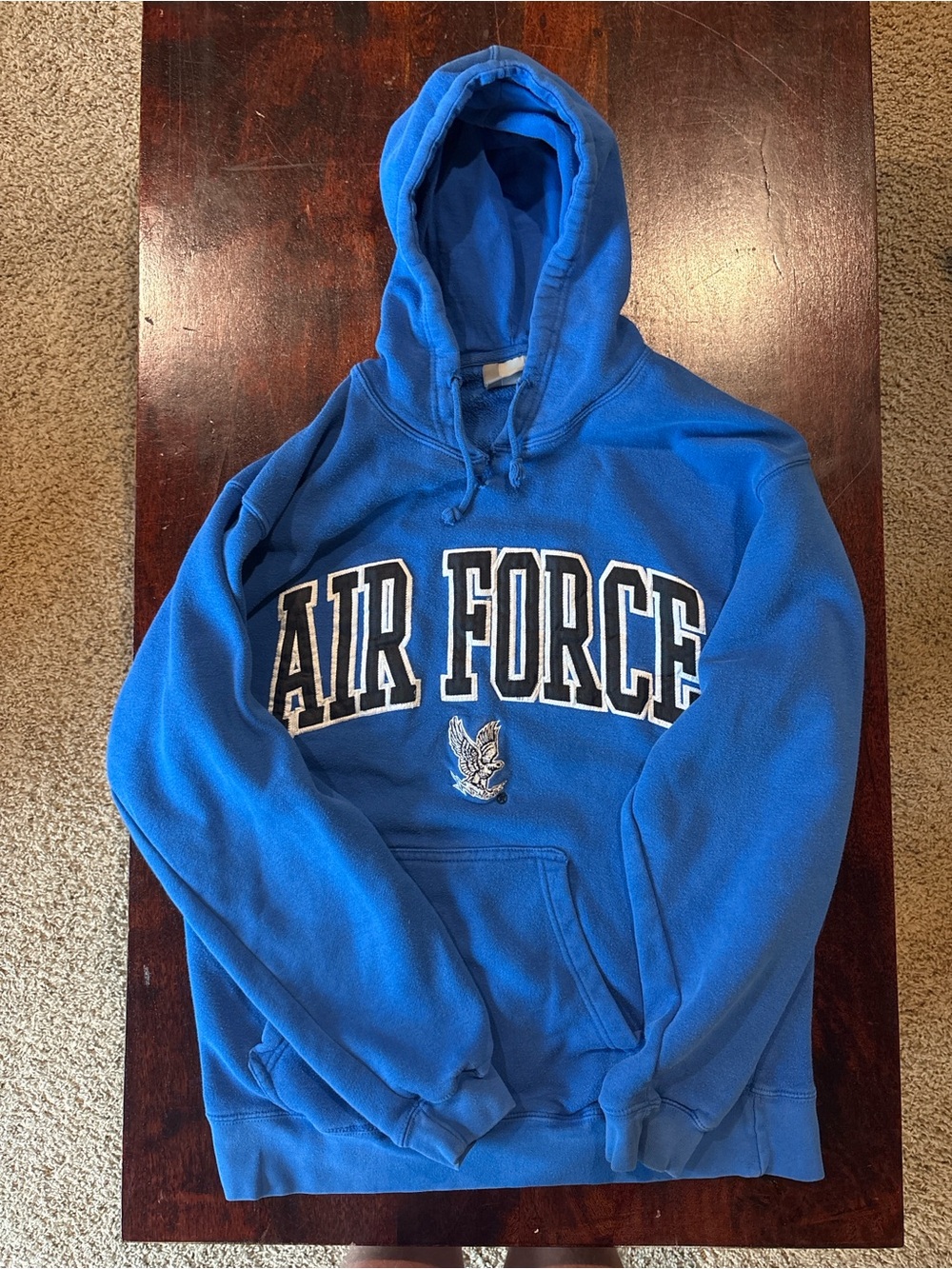 J. America Air Force Hooded Sweatshirt Men's Blue Hoodie Size Large